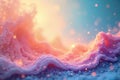 Dreamlike pastel landscape with glimmering particles and soft waves. Generative AI Royalty Free Stock Photo
