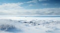 Dreamlike Scenery Field And Sea Covered In Snow Royalty Free Stock Photo