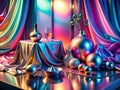 A Dreamlike Still Life Exquisite Silver Objects in an Ethereal Surreal Setting A Stunning Display of Metallic Beauty Royalty Free Stock Photo