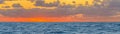 dreamlike sunset panorama on the open wide sea