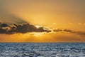 dreamlike sunset panorama on the open wide sea