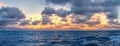 dreamlike sunset panorama on the open wide sea