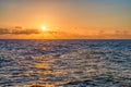 dreamlike sunset panorama on the open wide sea