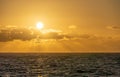 dreamlike sunset panorama on the open wide sea