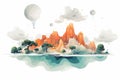 Dreamlike Surreal Scene Unconventional Nature Fusion isolated vector style illustration