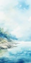 Dreamlike Watercolor Beach Scene With Mist And Soft Colors