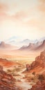 Dreamlike Watercolor Painting Of A Desert Landscape