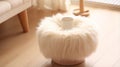 Dreamlike Whimsy: Fluffy White Ottoman In Yukimasa Ida Style