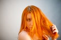 Dreammy portrait of bright redhead woman in soft focus Royalty Free Stock Photo