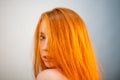 Dreammy portrait of gorgeous redhead woman in soft focus Royalty Free Stock Photo