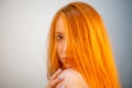 Dreammy portrait of gorgeous redhead woman in soft focus Royalty Free Stock Photo