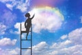 Climbing, stairway to heaven, dreams, hope, rainbow