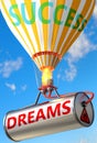 Dreams and success - pictured as word Dreams and a balloon, to symbolize that Dreams can help achieving success and prosperity in