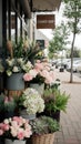a store front view flower shop, beautiful flower shop front decoration Royalty Free Stock Photo