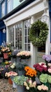 a store front view flower shop, beautiful flower shop front decoration Royalty Free Stock Photo