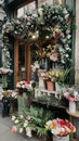 a store front view flower shop, beautiful flower shop front decoration Royalty Free Stock Photo