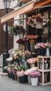 a store front view flower shop, beautiful flower shop front decoration Royalty Free Stock Photo