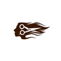 Haircut logo with a woman`s face