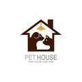 Pet care emblem logo design template, pet house