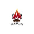 Vintage grilled barbecue logo, retro BBQ vector, fire logo Royalty Free Stock Photo