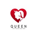Queen logo, Beauty logotype with love Royalty Free Stock Photo