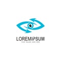 Eye logo and arrow design combination, medical logos Royalty Free Stock Photo