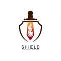 Sword and shield with fire icon Royalty Free Stock Photo
