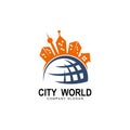 City logo, Globe and building logo design template Royalty Free Stock Photo