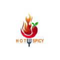 Hot spicy logo, Chili logo with fire design illustration Royalty Free Stock Photo