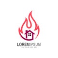 House and fire building logos, restaurant icon