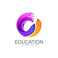 Pencil logo with globe design vector, University icons