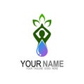 Sport logo with nature icon template, people and water drop logos Royalty Free Stock Photo