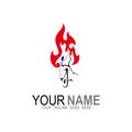 Logo workshop and fire, machine logo template