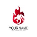 The lion logo in the fire, tiger with fire Royalty Free Stock Photo