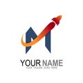 Logo letter m, up logo, the rocket logo Royalty Free Stock Photo