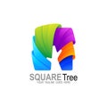 Tree logo with square design illustration, Colorful icons Royalty Free Stock Photo