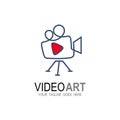 Video and media logo template, Play production logo Royalty Free Stock Photo