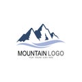 Mountain and forest logos, hill icon, holiday symbol