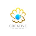 Pearl oyster logo, underwater life, jewelry icon