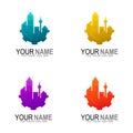 Building city logo and gear design combination, Colorful icons Royalty Free Stock Photo