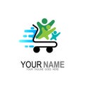 People community logo with shopping icons, Supermarket logos