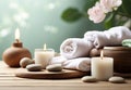 Tranquil Spa Retreat: Zen Stones, Candles, and Flowers