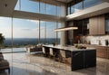Luxurious Modern Kitchen: Panoramic Opulence Royalty Free Stock Photo