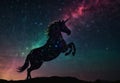 Starry Silhouette: Colorful Unicorn Against the Night Sky Illustration Royalty Free Stock Photo