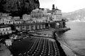 Italy Landscape - Black and White Atrani Beach Royalty Free Stock Photo