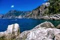 Italy Landscape - Amalfi Coast Beach and Mountains Royalty Free Stock Photo