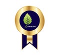 Gold medal with green leaf concept