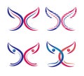 Butterfly, logo, heart, beauty, relax, love, wings, yoga, lifestyle, abstract butterflies set symbol icon vector
