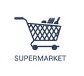 Supermarket shopping cart icon vector in trendy design style isolated on white background. Royalty Free Stock Photo