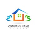 People logo, Real estate and home buildings green concept logo icons template. Real, logo, template. Royalty Free Stock Photo